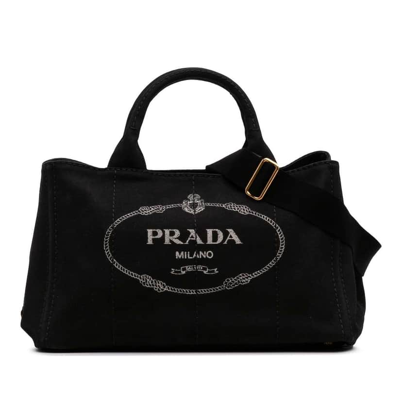 Prada Canvas Canapa Logo Satchel Black Canvas Good condition - Front View