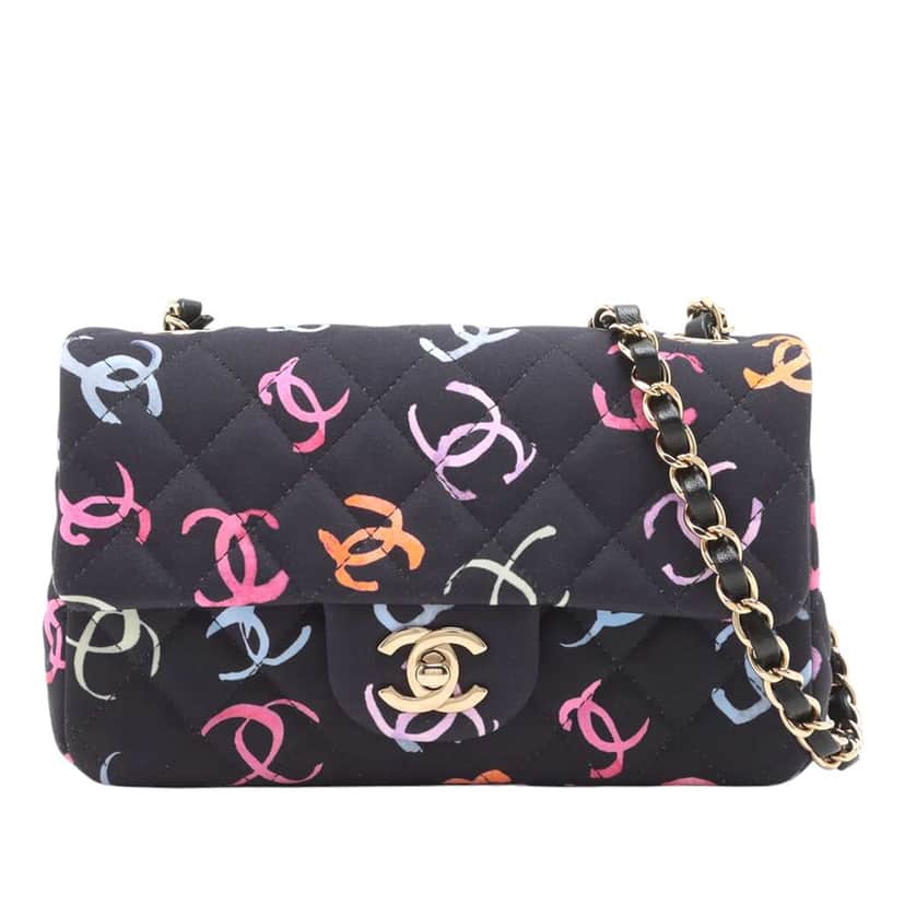 Chanel Mini Rectangular Quilted Jersey Flap Blue Cotton Good condition - Front View