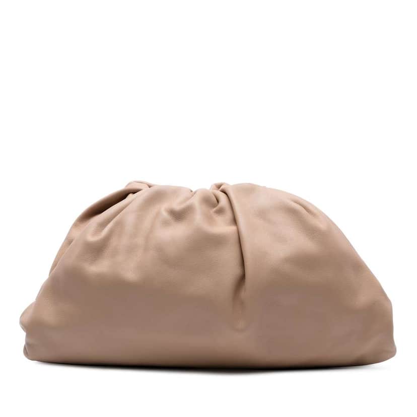 Bottega Veneta Lambskin The Pouch Brown Leather Good condition - Front View