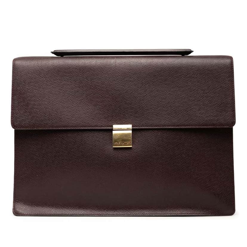 Louis Vuitton Taiga Porte-Documents Angara Brown Leather Good condition - Front View