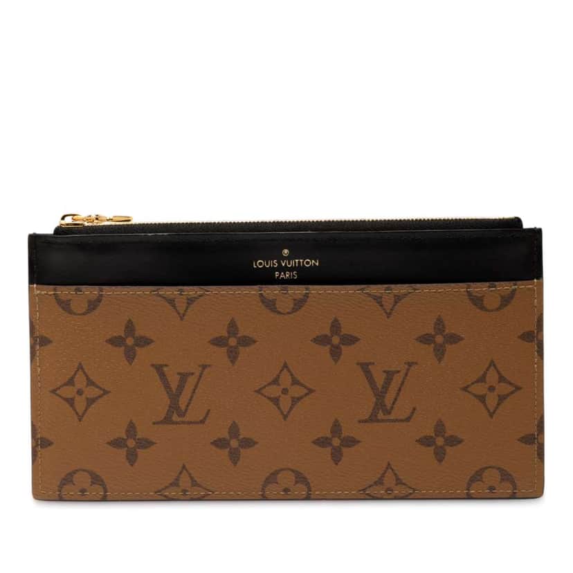 Louis Vuitton Monogram Reverse Slim Purse Brown Good condition - Front View