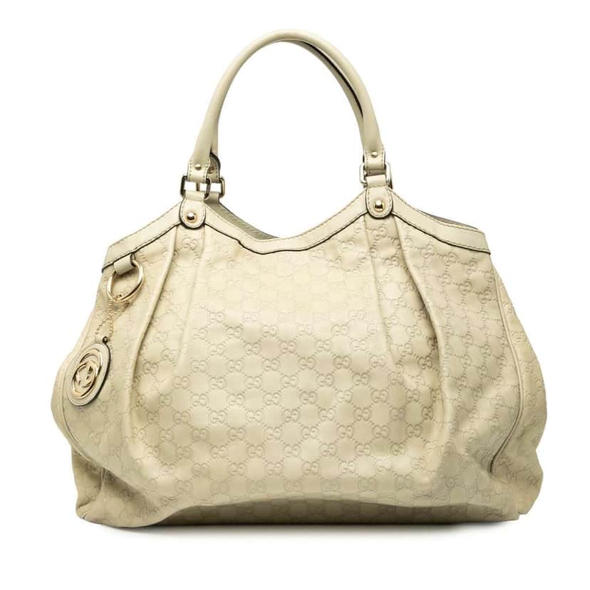 Gucci Large Guccissima Sukey Tote White Leather Good condition - Front View
