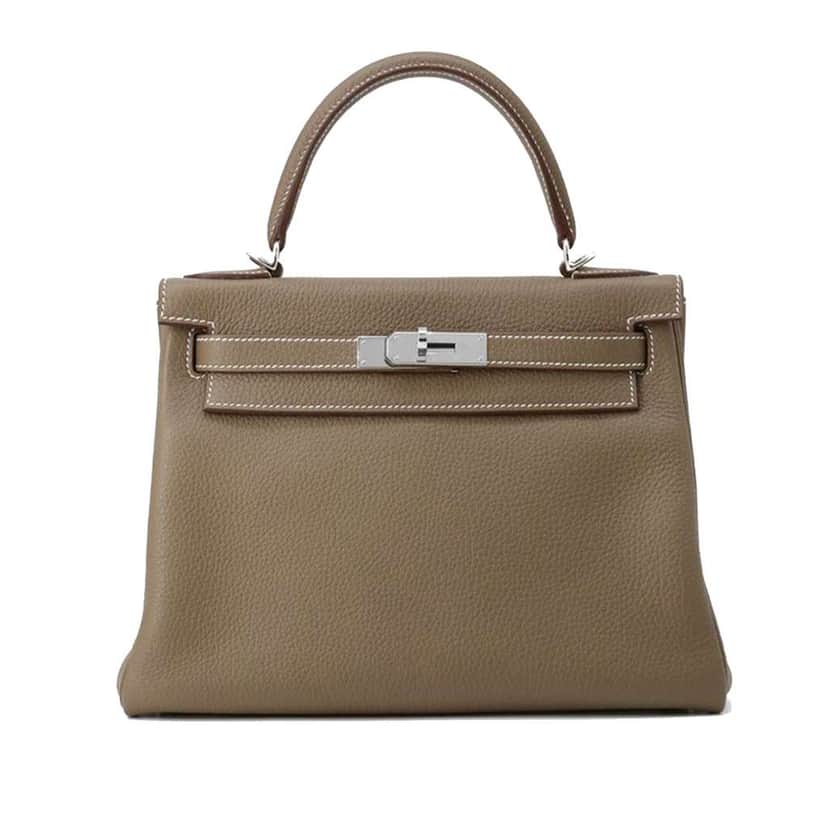 Hermès Togo Kelly II Retourne 25 Brown Leather Good condition - Front View