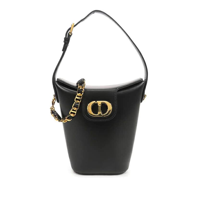 Dior Mini Calfskin 30 Montaigne Amber Bucket Bag Black Leather Good condition - Front View