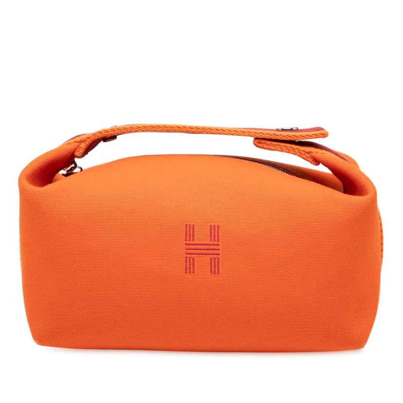 Hermès Small Canvas Bride A Brac Case Orange Canvas Good condition - Front View
