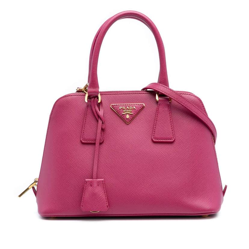 Prada Small Saffiano Lux Promenade Satchel Pink Leather Good condition - Front View