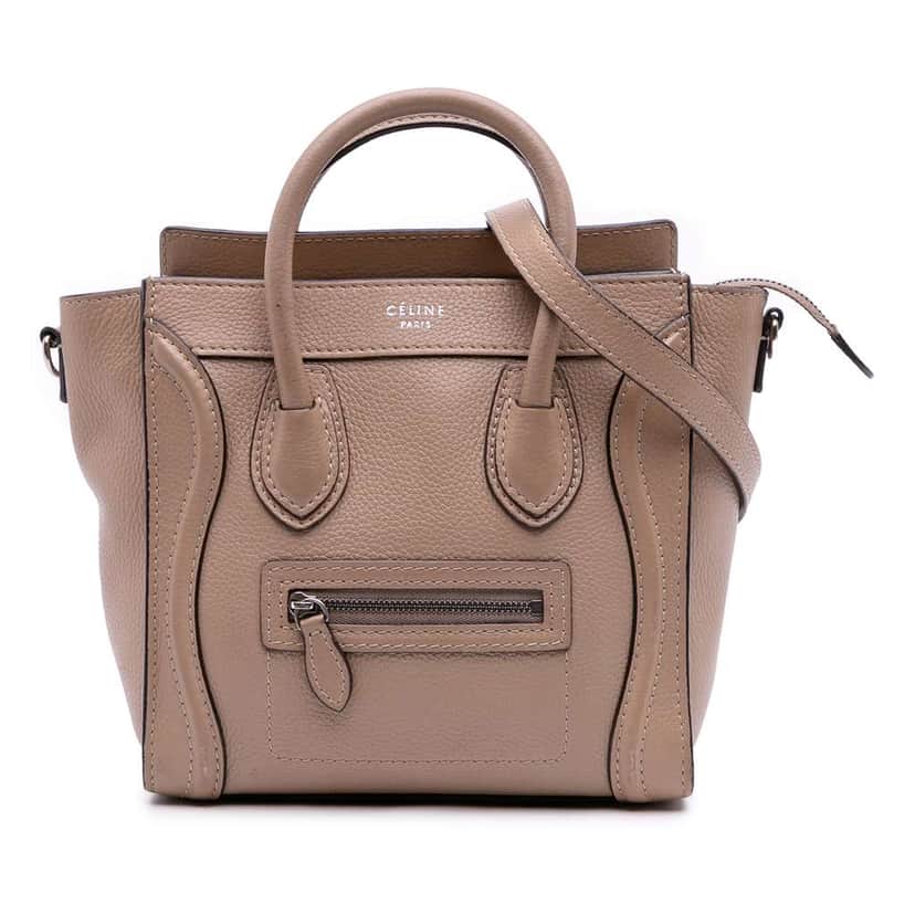 Celine Nano Leather Luggage Tote Brown Leather Good condition - Front View