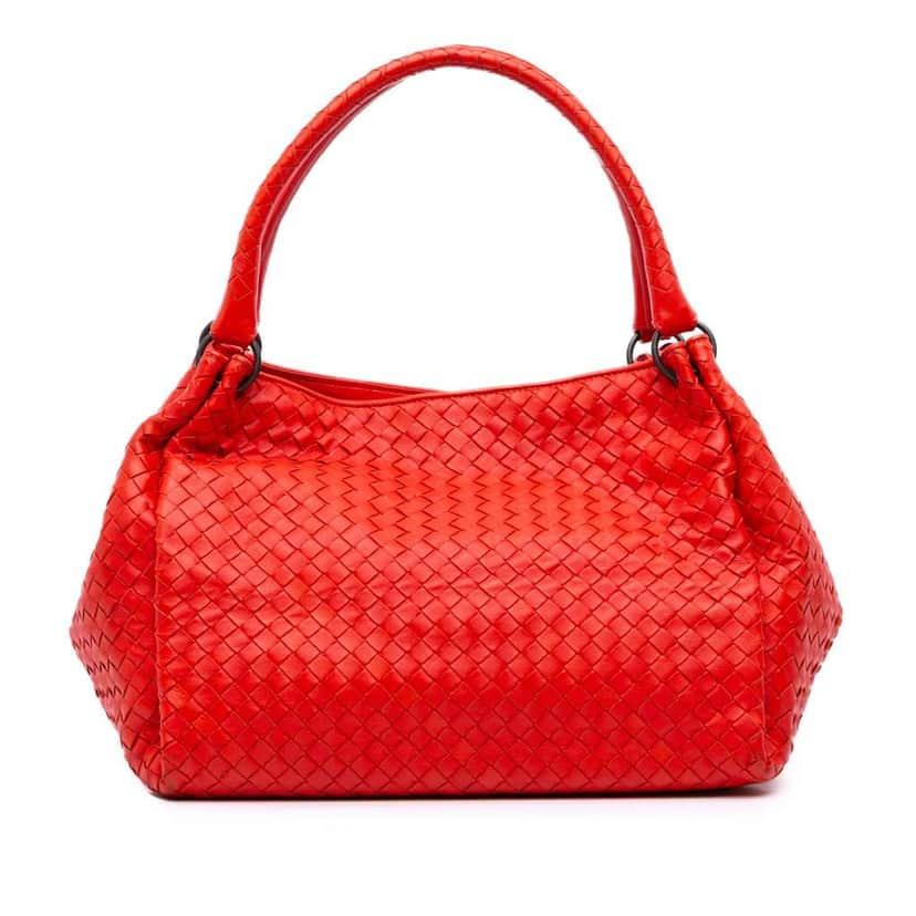 Bottega Veneta Nappa Intrecciato Parachute Tote Red Leather Good condition - Front View