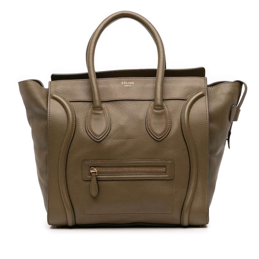 Celine Mini Calfskin Luggage Tote Green Leather Good condition - Front View