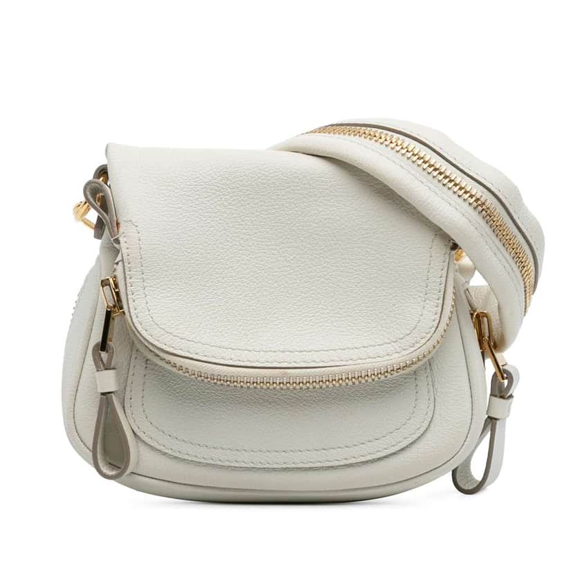 Tom Ford Mini Calfskin Jennifer Crossbody White Leather Very good condition - Front View