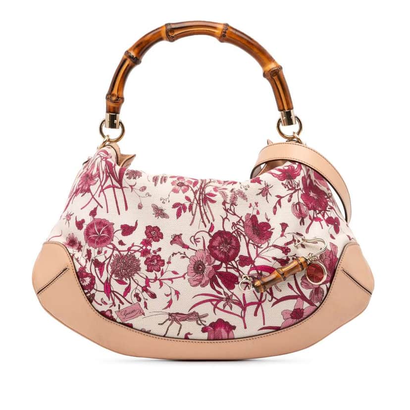Gucci GG Canvas Flora Peggy Satchel Brown Canvas Good condition - Front View