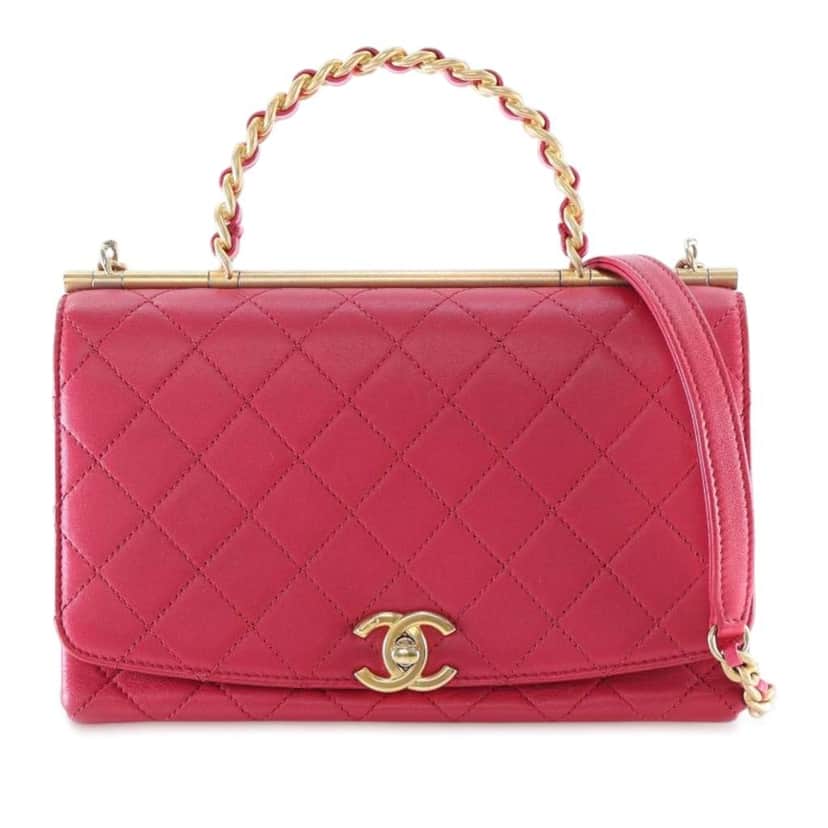 Chanel Medium Quilted Lambskin La Parisienne Flap Pink Leather Good condition - Front View