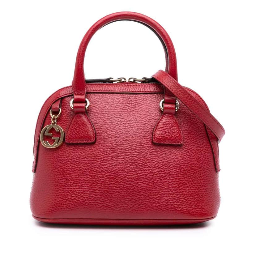 Gucci Mini Leather GG Charm Dome Satchel Red Leather Good condition - Front View