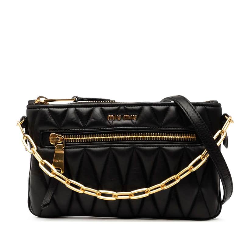 Miu Miu Matelasse Leather Satchel Black Leather Good condition - Front View