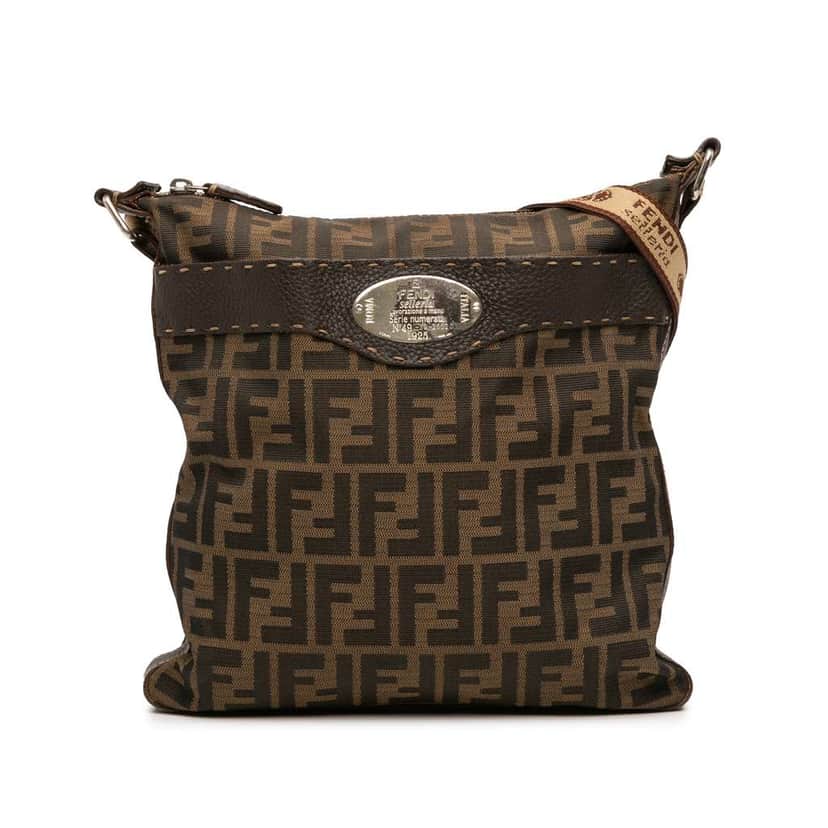 Fendi Zucca Canvas Selleria Crossbody Brown Canvas Good condition - Front View