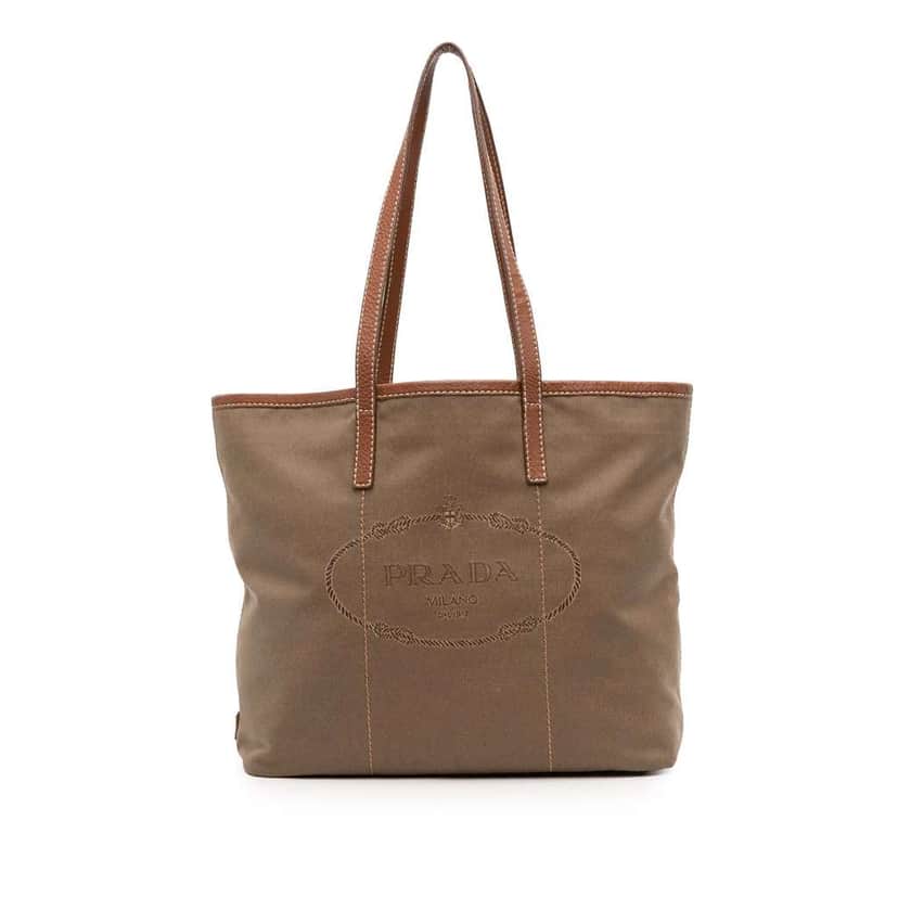 Prada Canvas Canapa Logo Tote Brown Canvas Good condition - Front View