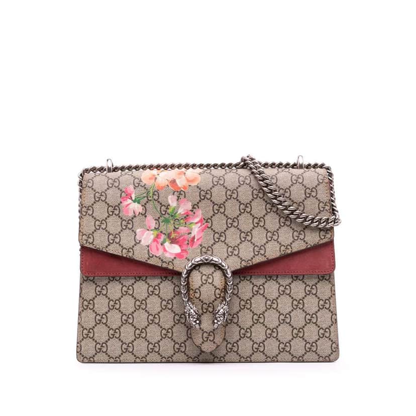 Gucci Medium GG Supreme Blooms Dionysus Shoulder Bag Brown Canvas Very good condition - Front View