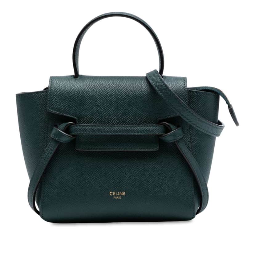 Celine Pico Grained Calfskin Belt Bag Green Leather Good condition - Front View