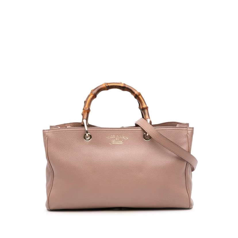 Gucci Medium Calfskin Bamboo Shopper Satchel Brown Leather Good condition - Front View