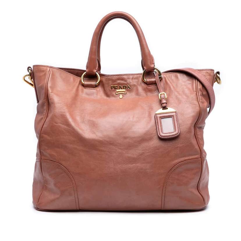 Prada Vitello Shine Satchel Brown Leather Good condition - Front View