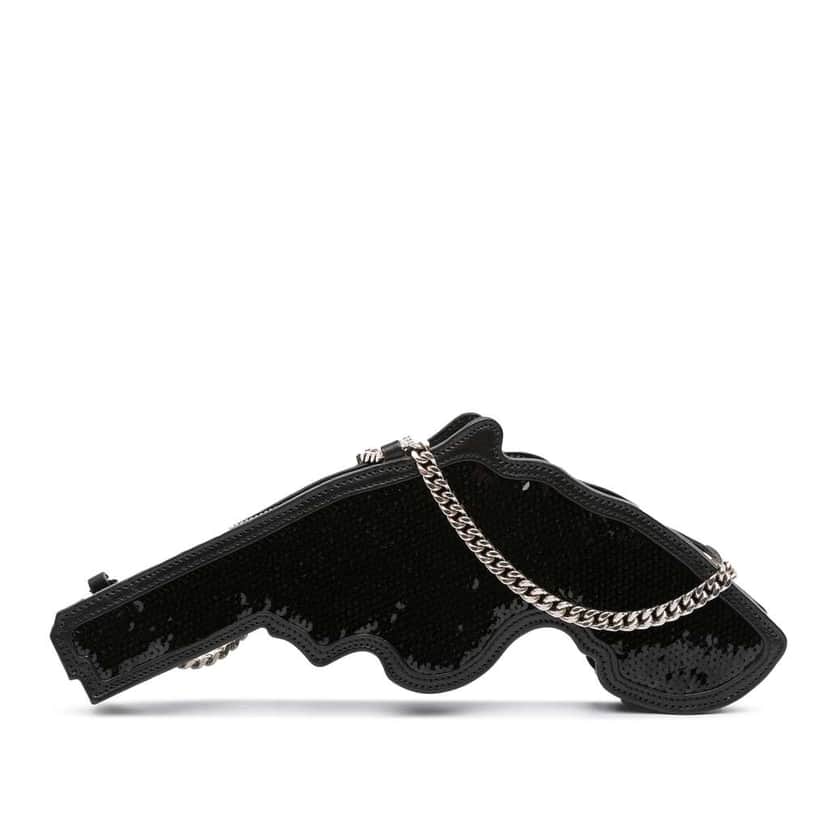 Saint Laurent Sequined Bo Gun Chain Crossbody Black Leather Very good condition - Front View