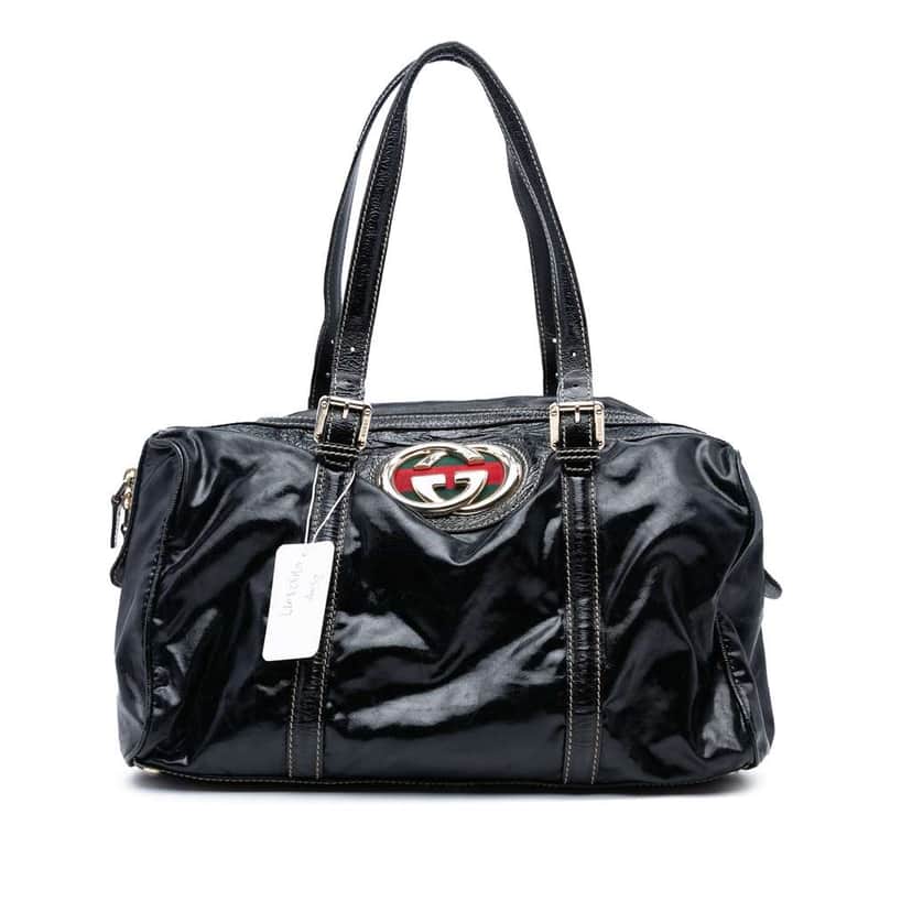 Gucci Coated Canvas Dialux Britt Boston Bag Black Canvas Good condition - Front View