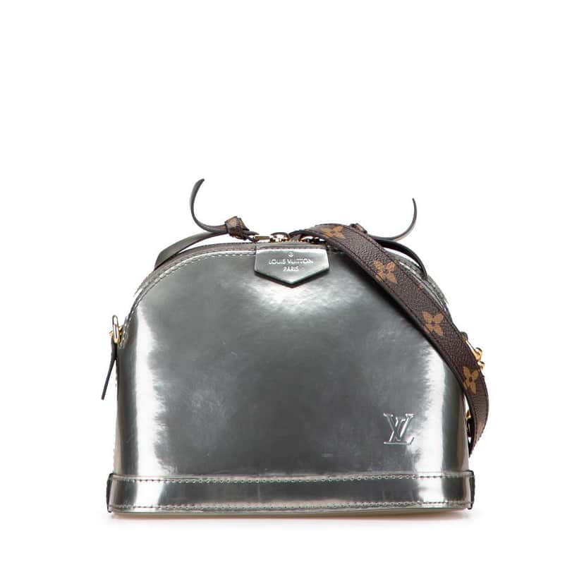 Louis Vuitton Vernis Miroir Mini Alma Silver Leather Good condition - Front View