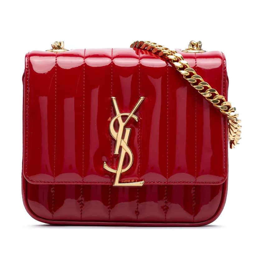 Saint Laurent Small Patent Vicky Crossbody Red Leather Good condition - Front View