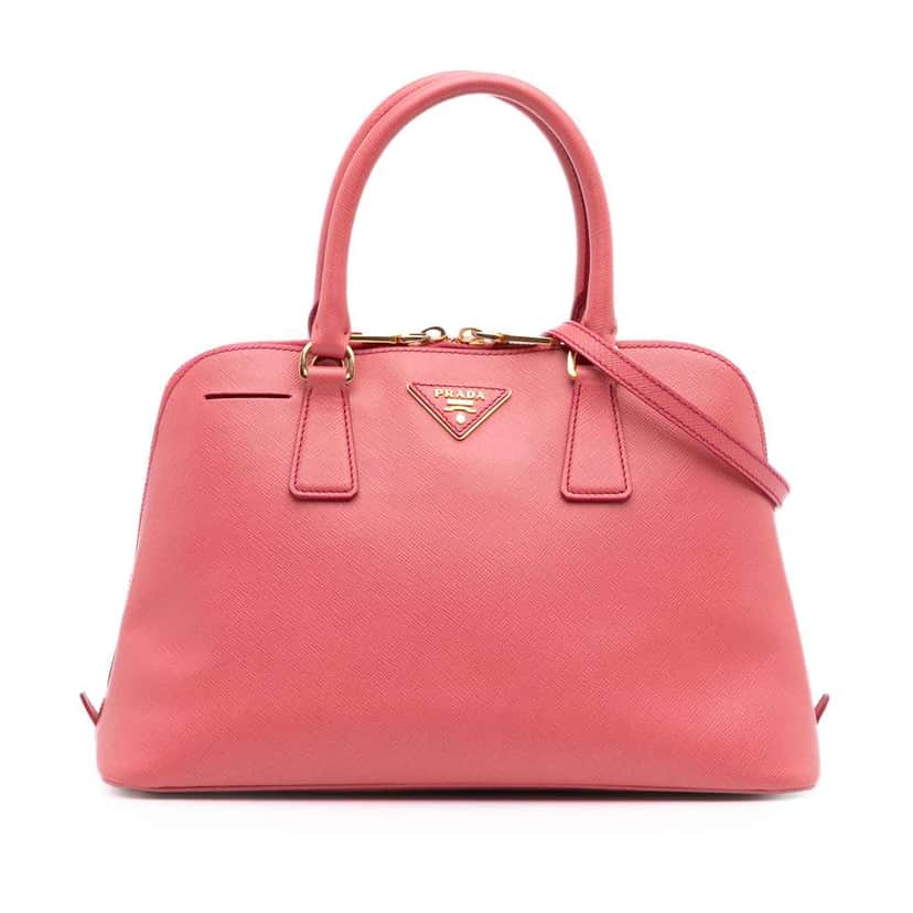 Prada Medium Saffiano Lux Promenade Satchel Pink Leather Good condition - Front View