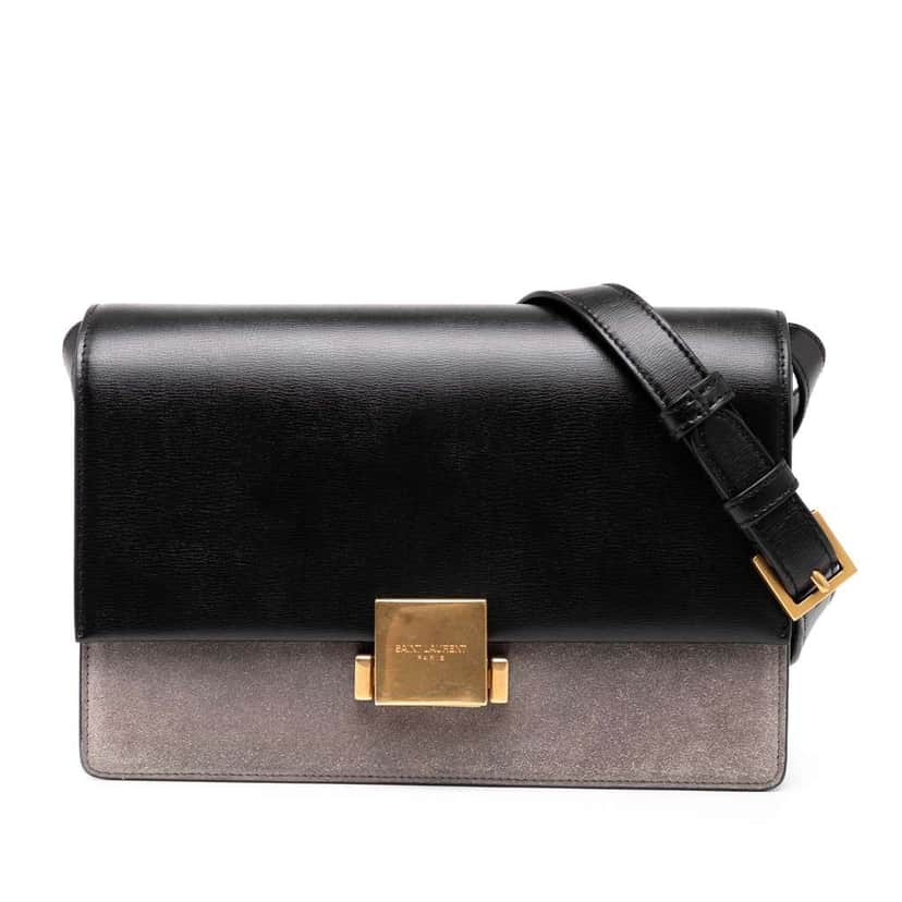 Saint Laurent Medium Calfskin and Suede Bellechasse Bag Black Leather Very good condition - Front View