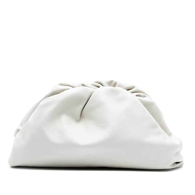 Bottega Veneta Lambskin The Pouch White Leather Good condition - Front View