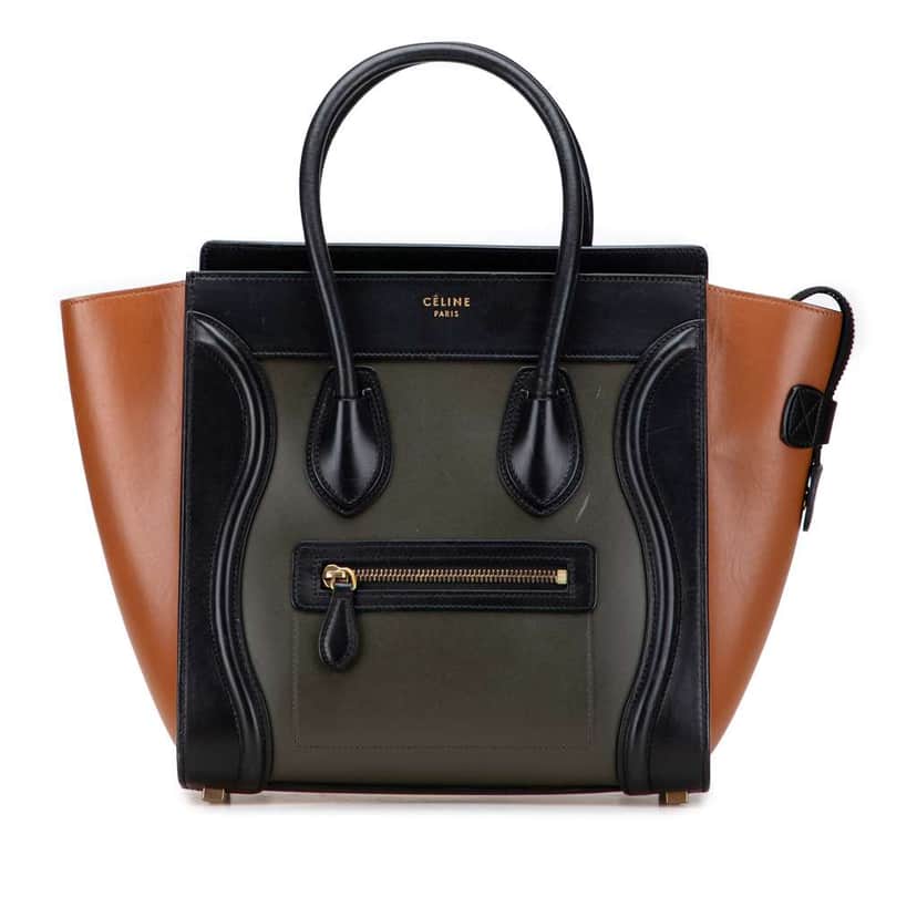 Celine Micro Tricolor Leather Luggage Tote Brown Leather Good condition - Front View