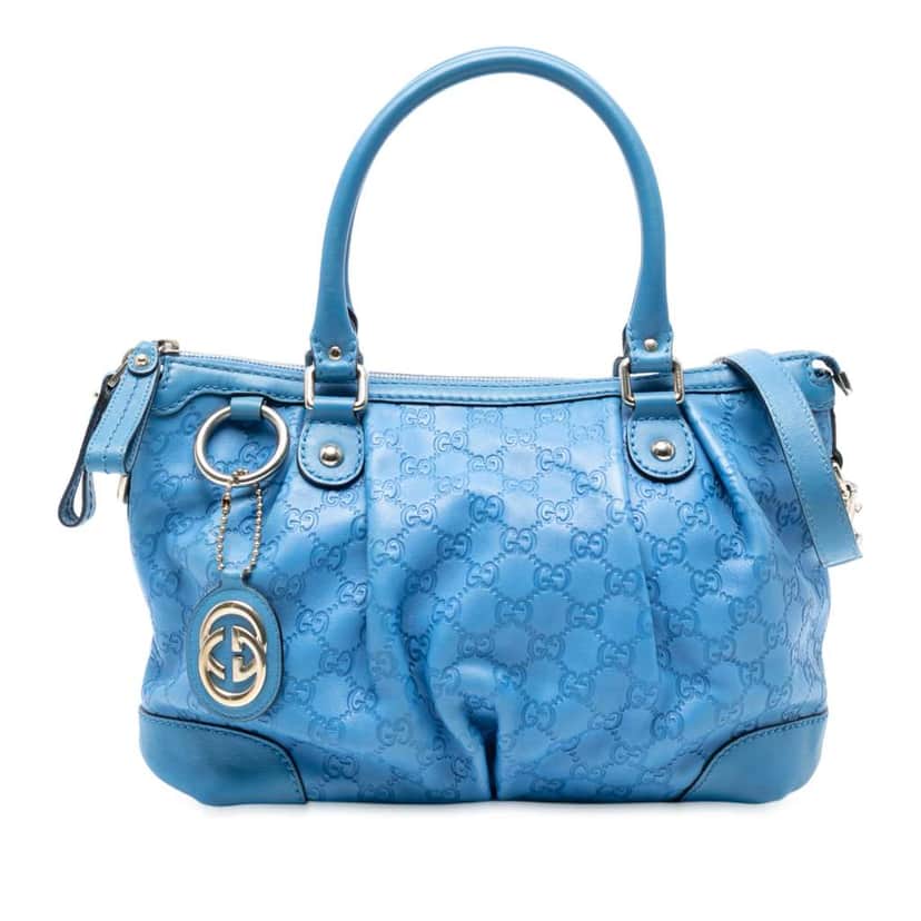 Gucci Guccissima Sukey Satchel Blue Leather Good condition - Front View