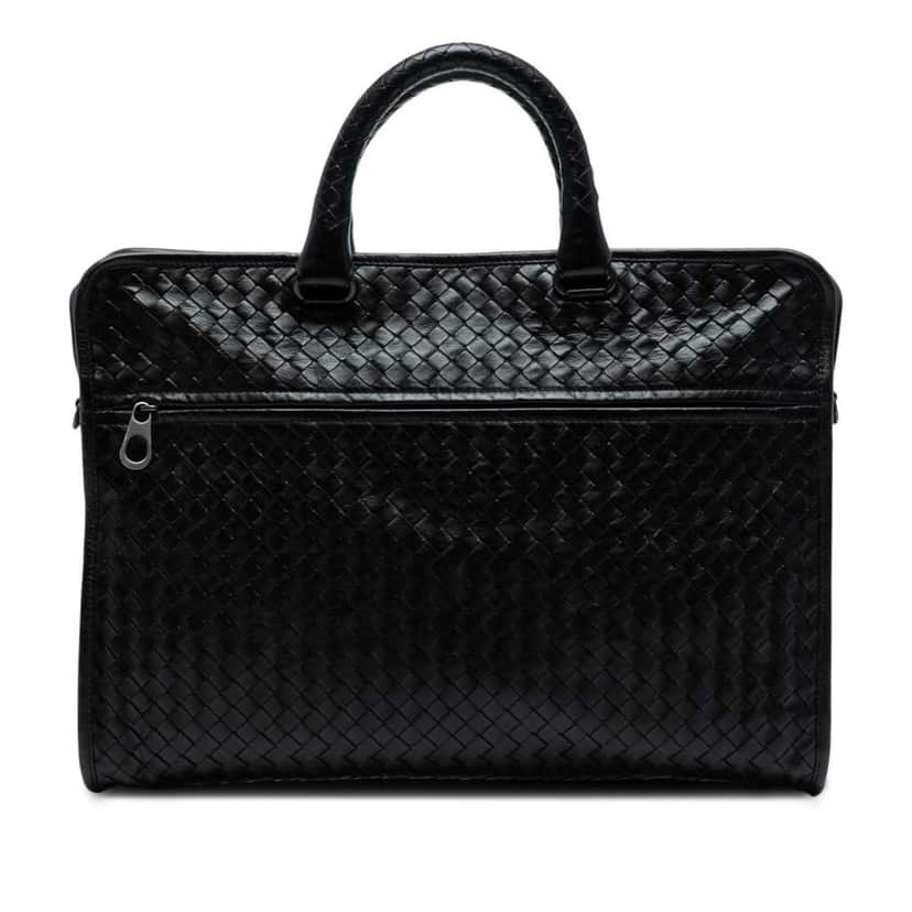 Bottega Veneta Nappa Intrecciato Business Bag Black Leather Good condition - Front View