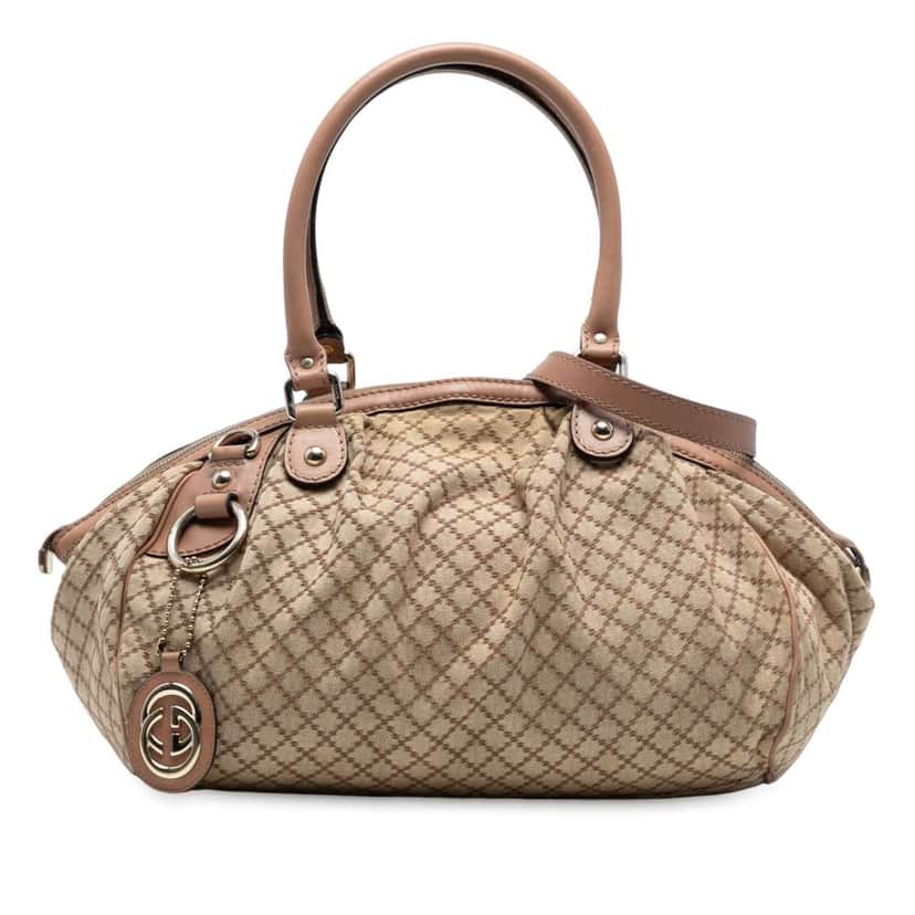 Gucci Diamante Canvas Sukey Satchel Brown Canvas Good condition - Front View