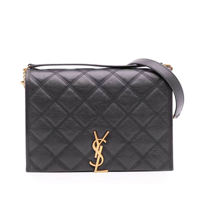 Saint Laurent Mini Quilted Lambskin Becky Chain Shoulder Bag Black Leather Good condition - Front View