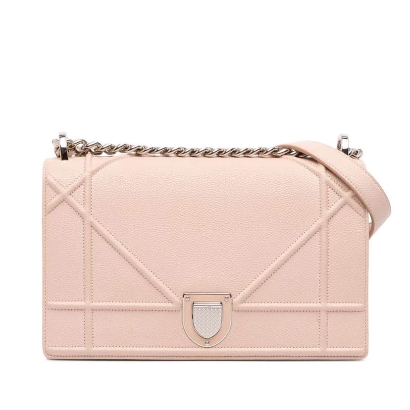 Dior Medium Grained Calfskin Diorama Flap Pink Leather Good condition - Front View
