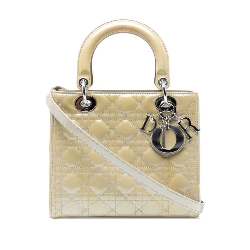Dior Medium Patent Cannage Lady Dior Brown Leather Good condition - Front View