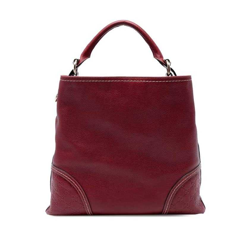 Gucci Large Guccissima Trimmed Leather Signoria Hobo Bag Red Leather Fair condition - Front View