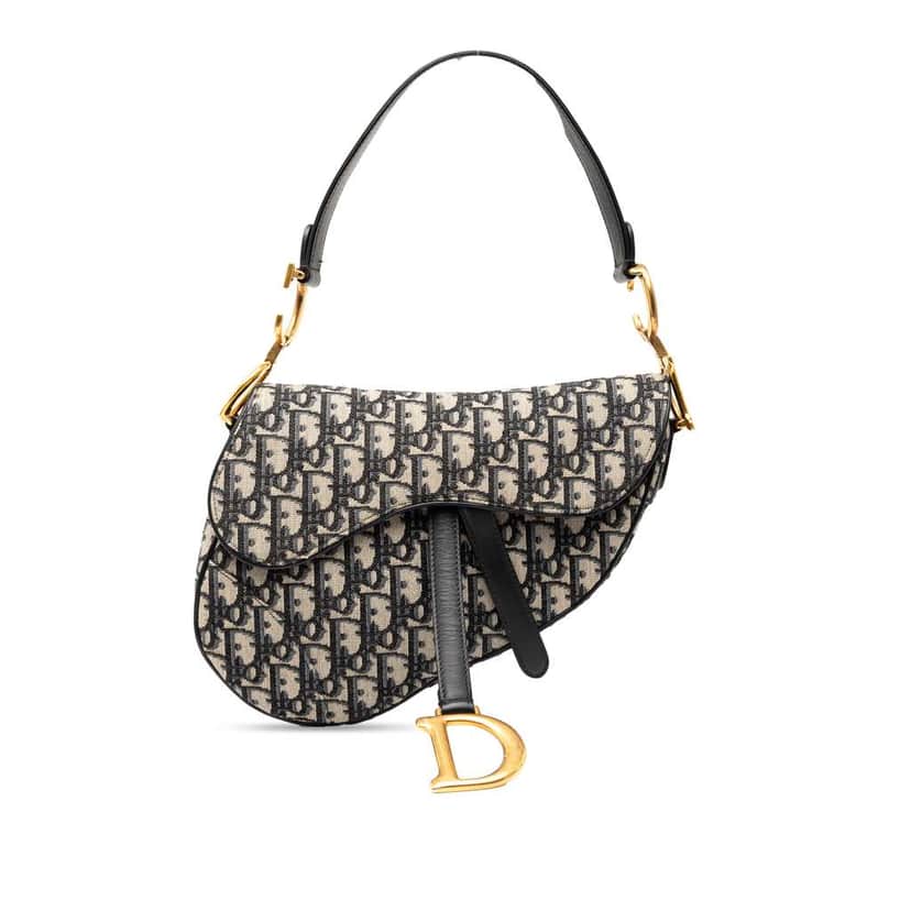 Dior Oblique Canvas Saddle Bag Blue Canvas Good condition - Front View