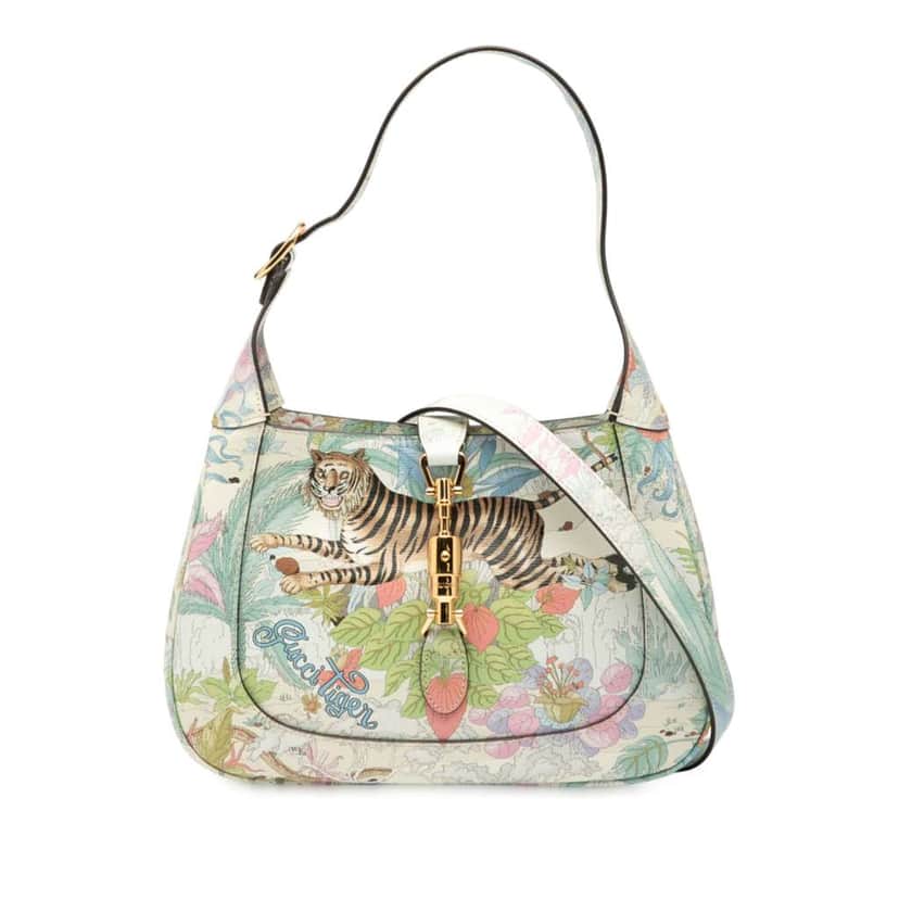 Gucci Small Calfskin Tiger Jackie 1961 Crossbody Blue Leather Good condition - Front View
