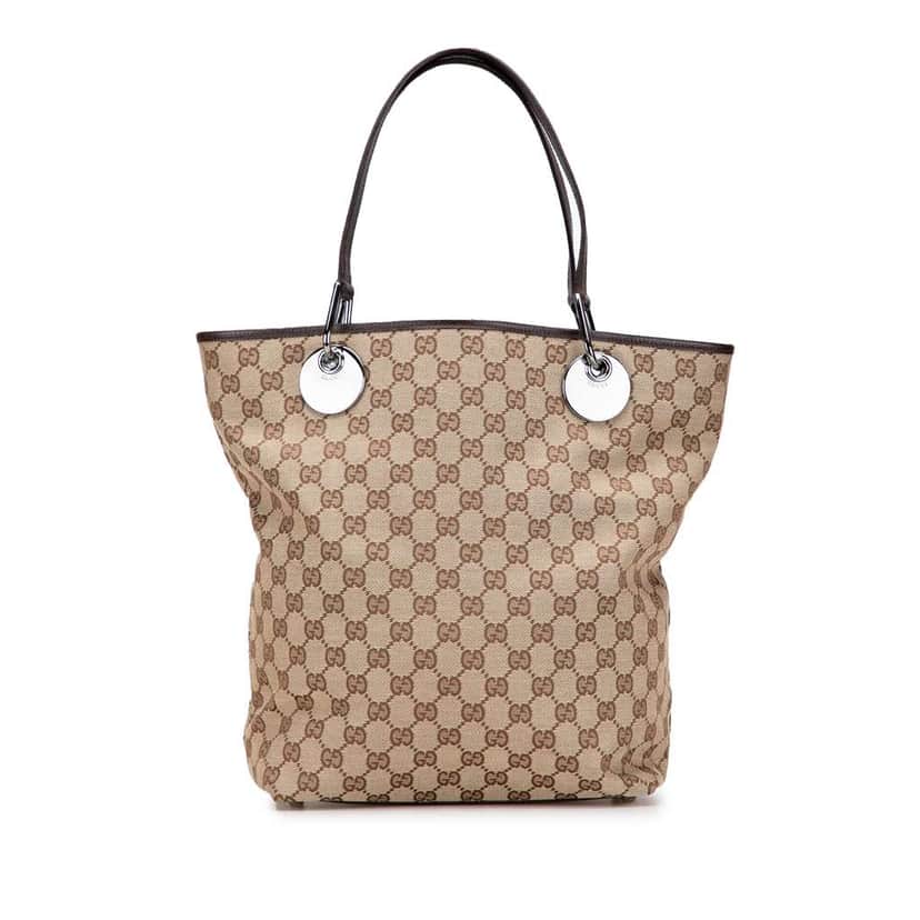 Gucci Large GG Canvas Eclipse Tote Brown Canvas Good condition - Front View