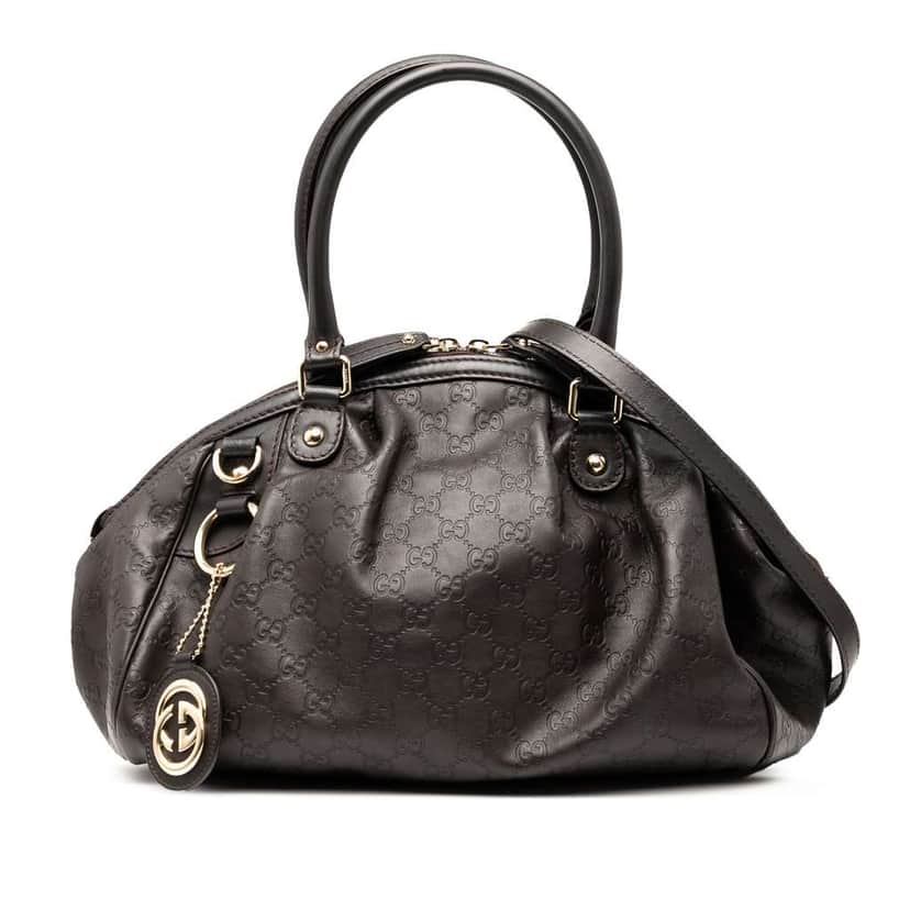 Gucci Guccissima Sukey Satchel Brown Leather Good condition - Front View