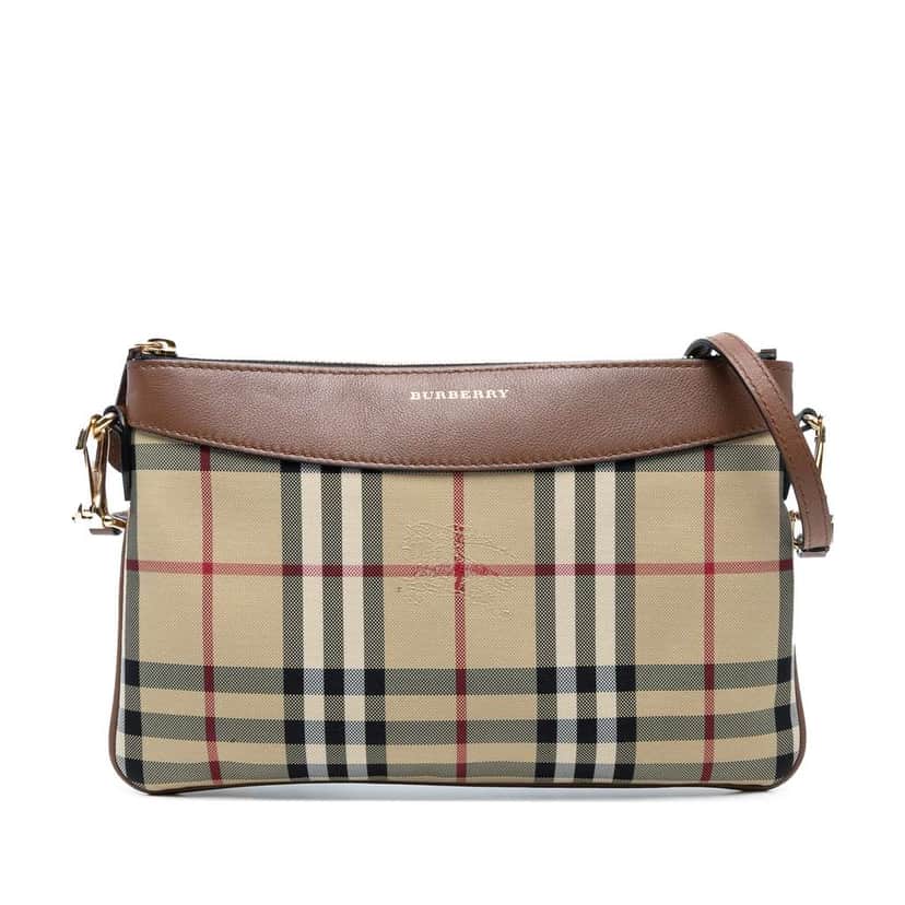 Burberry Haymarket Check Canvas Peyton Crossbody Brown Canvas Good condition - Front View