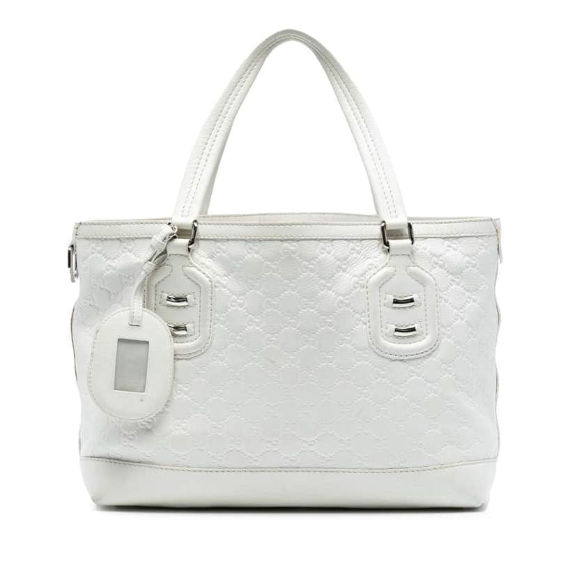 Gucci Guccissima Techno Tag Tote White Leather Very good condition - Front View