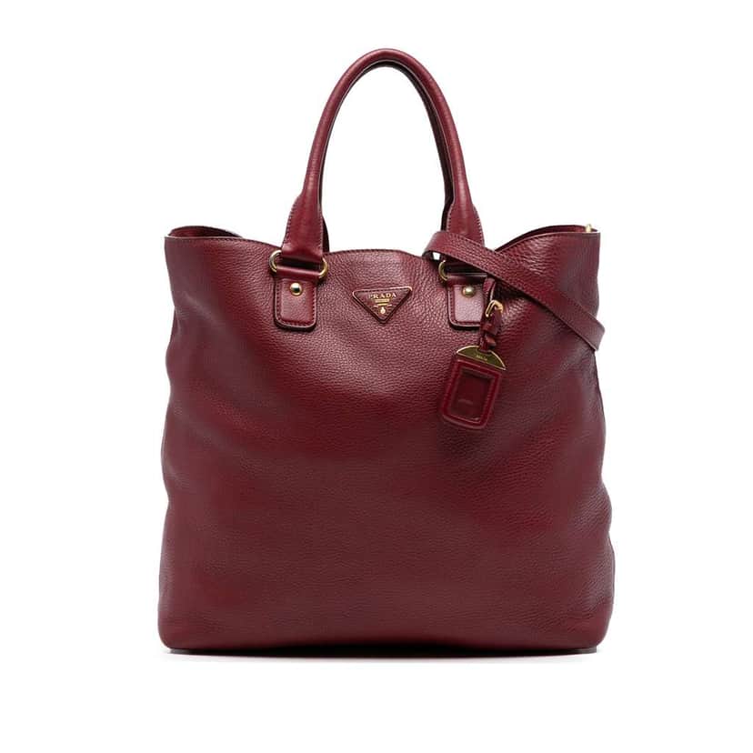Prada Vitello Daino Open Convertible Tote Red Leather Good condition - Front View