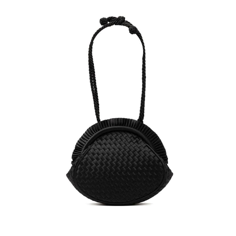 Bottega Veneta Satin Intrecciato Evening Bag Black Satin Good condition - Front View
