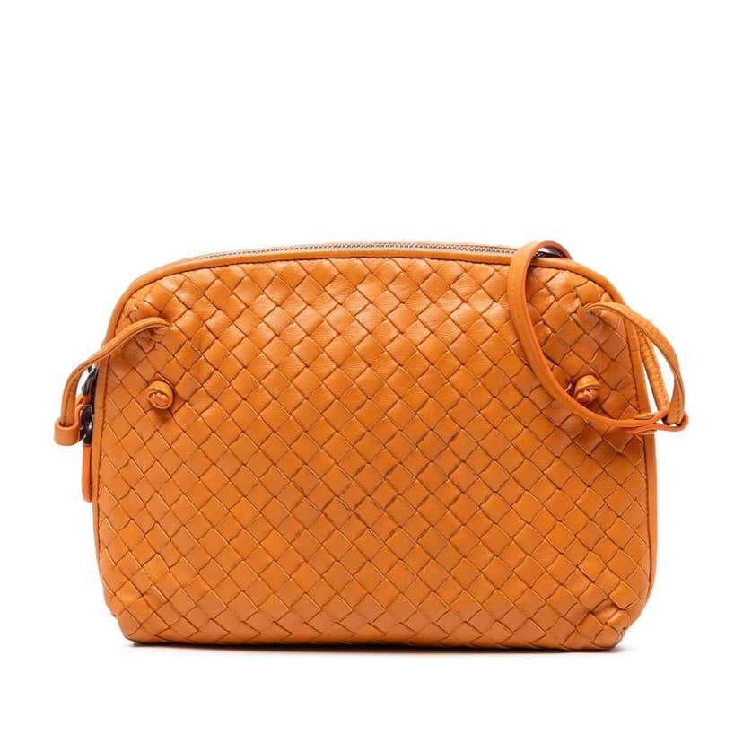 Bottega Veneta Nappa Intrecciato Nodini Crossbody Orange Leather Very good condition - Front View