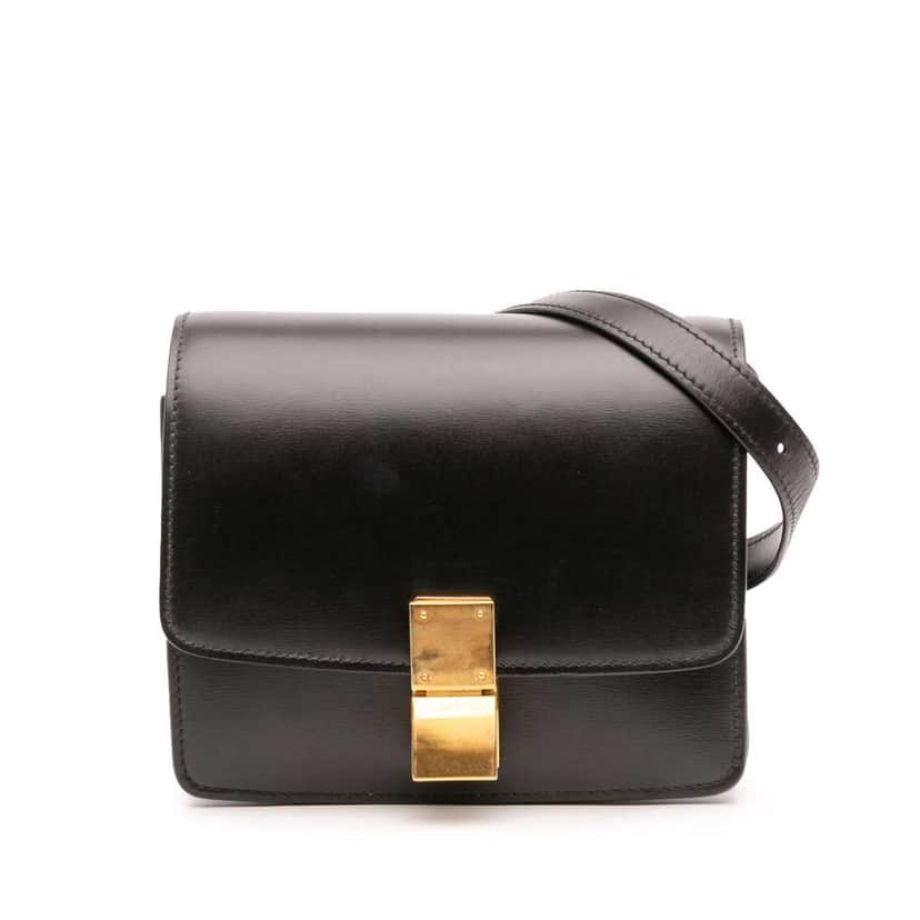 Celine Small Calfskin Classic Box Black Leather Good condition - Front View