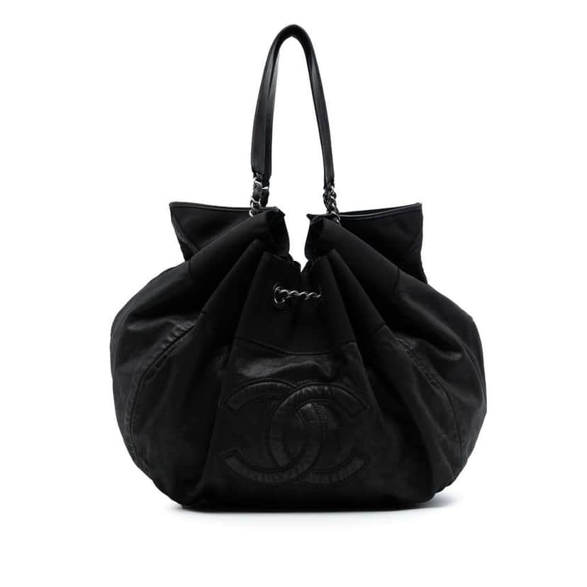 Chanel Lambskin Stretch Spirit Cabas Tote Black Leather Good condition - Front View